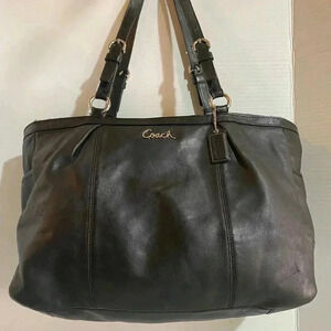 Coach black leather satchel handbag